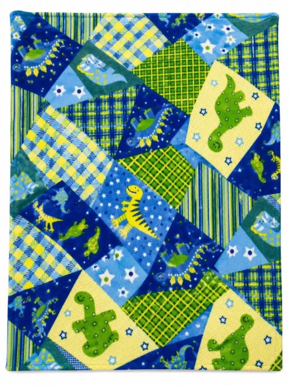 Multicolor Dinosaur Patchwork Print Polyester Fleece Fabric 71x58 Craft Blanket
